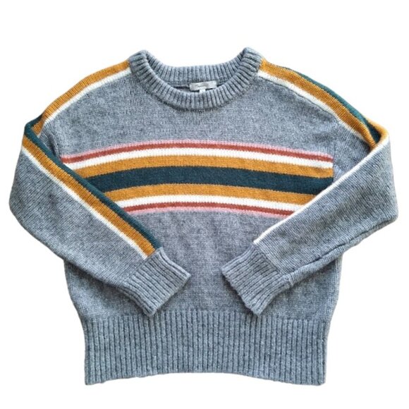 Madewell Wool Sweater Women's Striped Heath Warm Pullover Gray Size Small - Picture 3 of 13